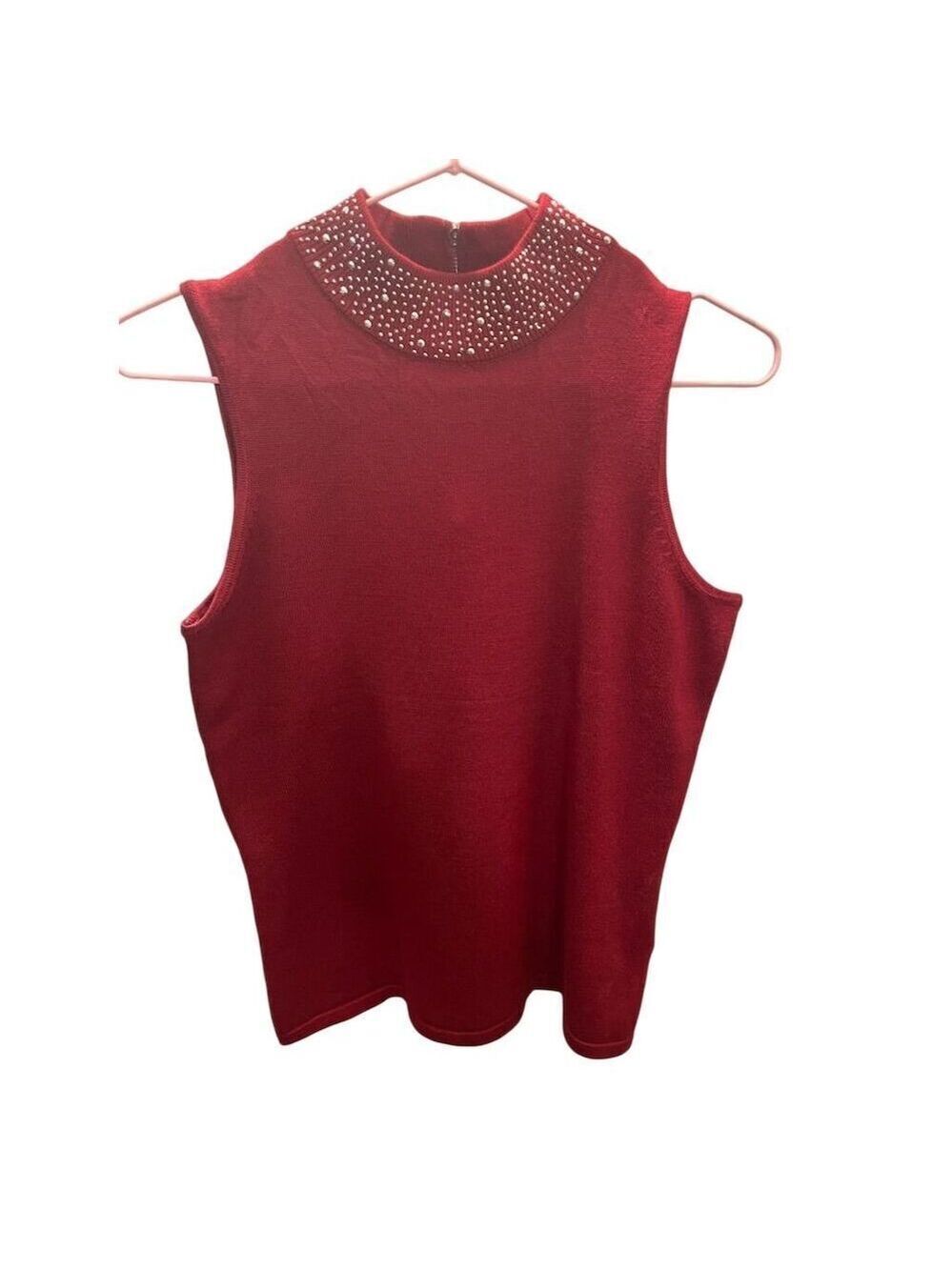 Carmen Women's Burgundy Sleeveless Knit Top SP 18x24